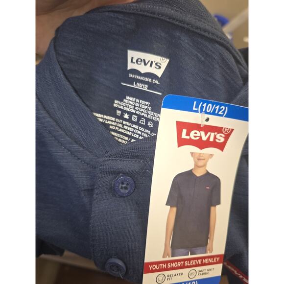 Levis Boys Tshirt Size 10/12 Blue Short Sleeve Casual Buttons 6271 - Picture 3 of 4